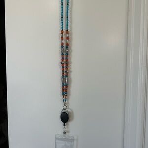 Colorful Beaded lanyard with Silver Accents